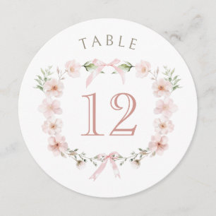 Número de Mesa Redondo com Moldura Floral Rosa Cor