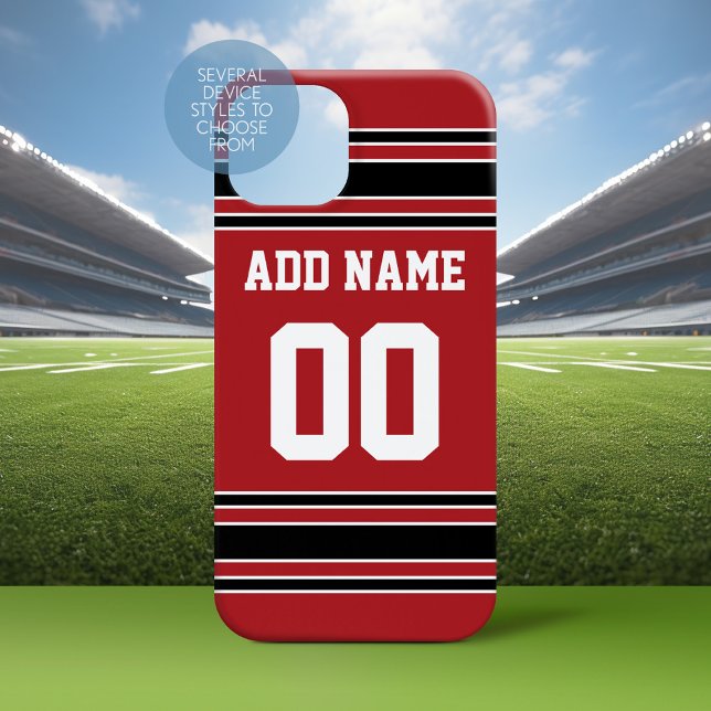 Número de Nome Personalizado da Equipe Jersey Verm (Personalized Phone Case with a Football Jersey Stripe Design)