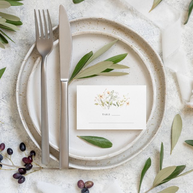 Número de Tabela de Casamento Externo de Flor Selv (Elegant Wildflower Outdoor Wedding Table Number Cards)