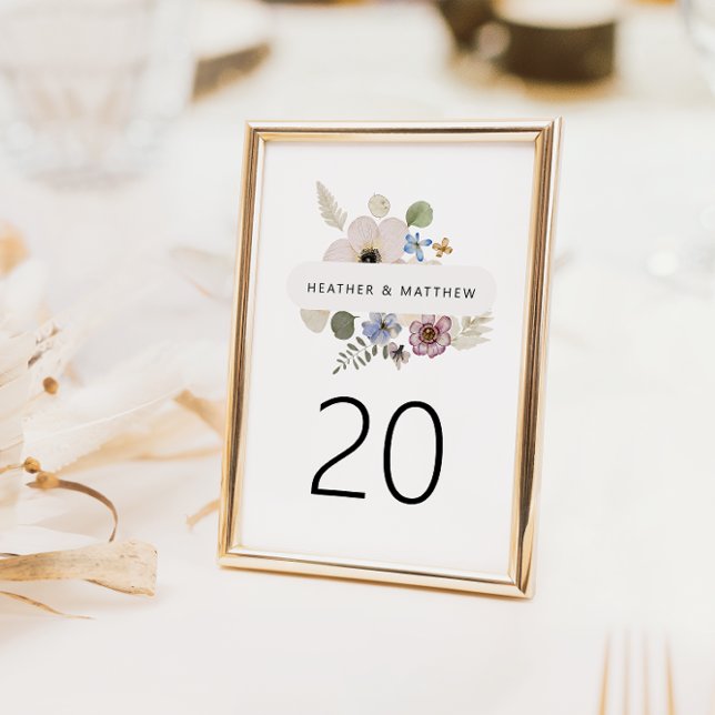 Número de Tabela de Casamento Floral Moderno (Modern Floral Wedding Table Number by Painted Paperie
)