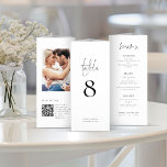 Número de Tabela de Menu de Casamento Triplicado d<br><div class="desc">NOTA IMPORTANTE: Este triplo é fornecido plano, SEM pré-pontuação, para você dobrá-lo sozinho. Para ajudá-lo com a dobradura precisa, as diretrizes são impressas na parte traseira para os três painéis, além de um painel fino extra no lado direito para que você aplique cola para colar o triplo juntos, assim que...</div>
