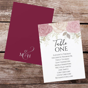 Número de Tabela Floral de Rosa de Aquarela Elegan