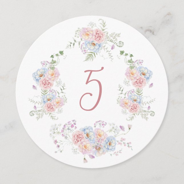 Número de Tabela Redonda de Quadro Floral Elegante (Frente)