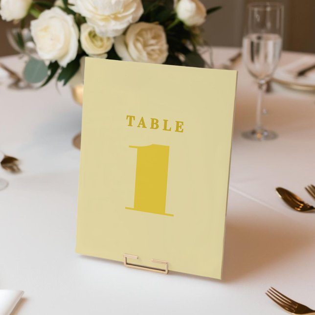 Número de Tabela Simples Amarelo da Manteiga (Butter Yellow Simple Table Number)