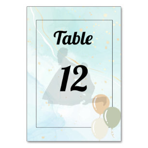 Número do Cartão de Mesa Azul de Casamento de Cód.