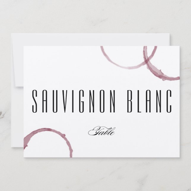 Número do cartão de mesa da adega Wine Stains (Frente)