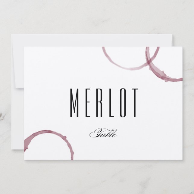 Número do cartão de mesa da adega Wine Stains (Frente)