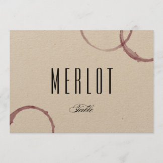 Número do cartão de mesa da adega Wine Stains