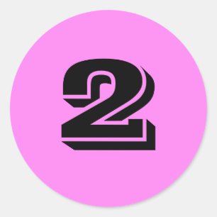 Número dois grandes adesivos redondos violetas por