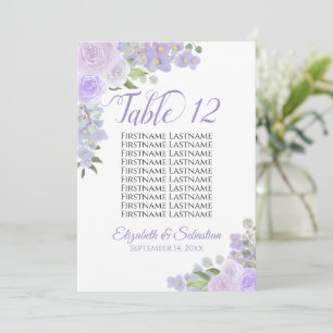 Número e Nomes da Mesa de Casamento Floral de Lava