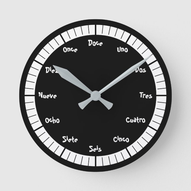Número Espanhol: Relógio Redondo (Frente)