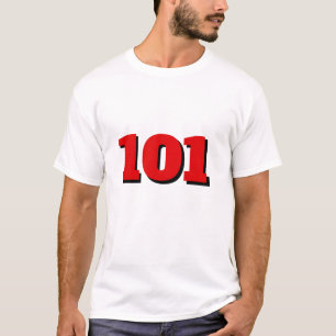 Número personalizado 101 em camiseta vermelha