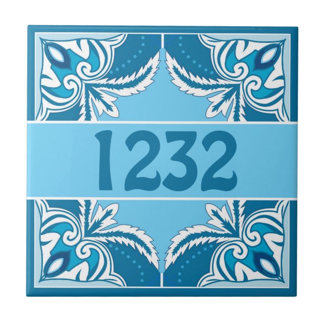 Número personalizado Azul e Branco Porto Azulejos, (Frente)