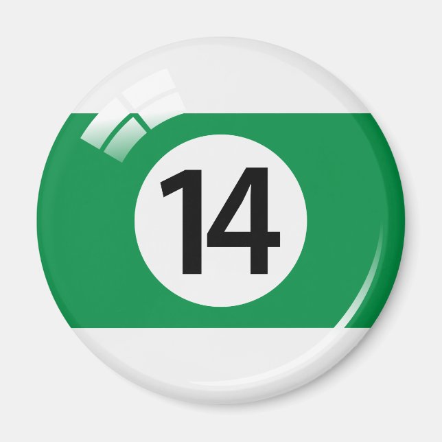 Número quatorze imã de geladeira de bilhar (Frente)