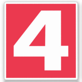 Número quatro, adesivo vermelho e branco