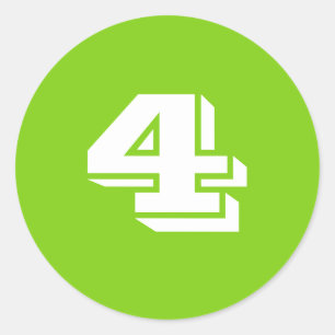 Número quatro grandes adesivos verdes redondos de