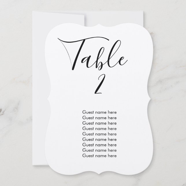 Número simples da mesa de casamento + cartão de no (Frente)