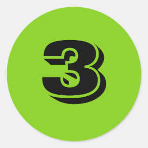 Número três grandes adesivos verdes redondos de 
