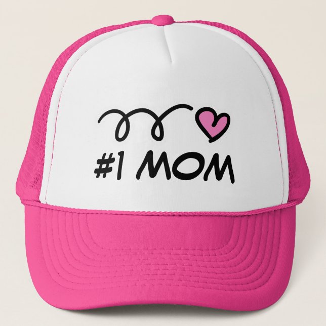 Número um #1 boné de caminhoneira para mãe com cor (Frente)