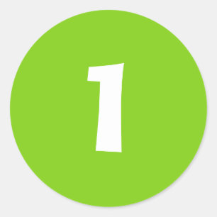 Número Um Pequenos Adesivos Verdes Redondos por Ja