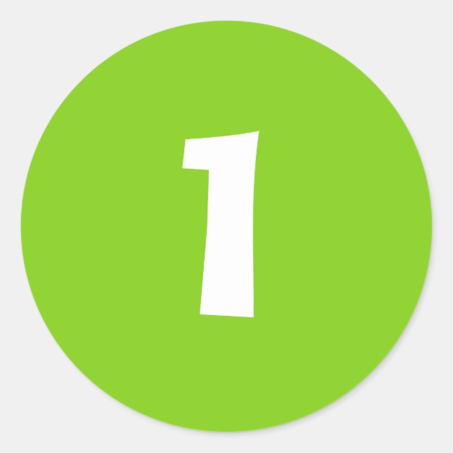 Número Um Pequenos Adesivos Verdes Redondos por Ja (Frente)