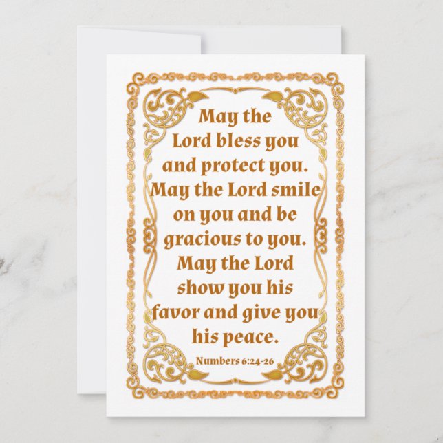 Números 6:24-26 Cartões de agradecimentos plano (Frente)