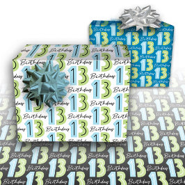 Números de Aniversário do 13 Verde Azul