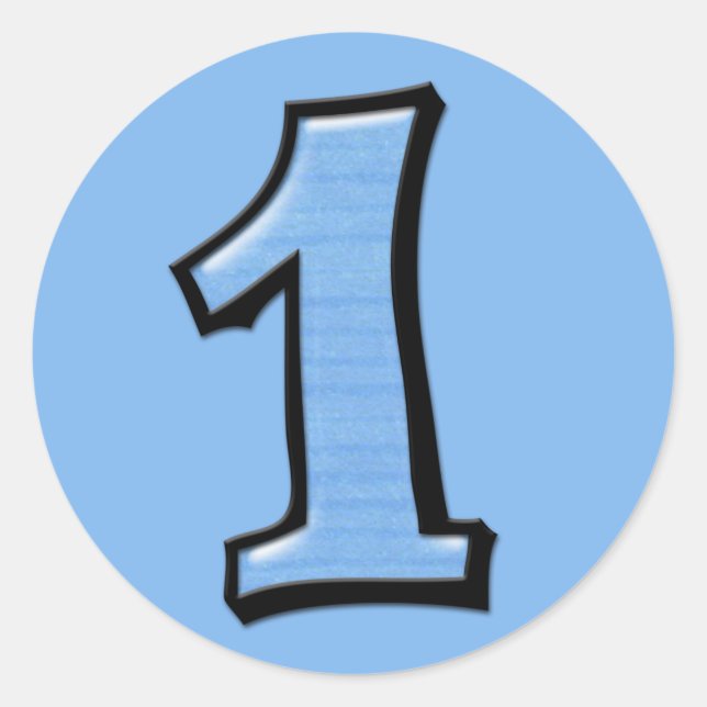 Números de bobo 1 adesivo azul (Frente)