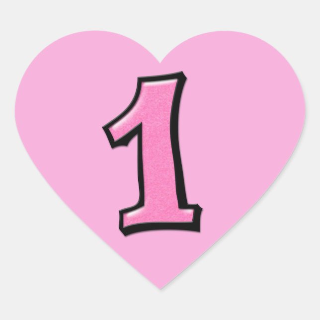 Números de bobo 1 adesivo cor-de-rosa (Frente)