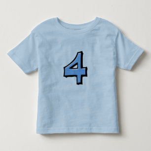 Números de Bobos 4 camisetas azuis para crianças