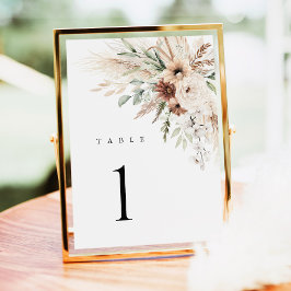 Números de Mesa Casamento Floral Boho Pampas Grama