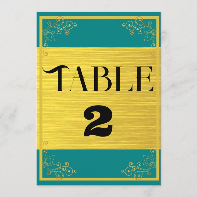 Números de Mesa de Casamento Azul Escuro Verde Ele (Frente)