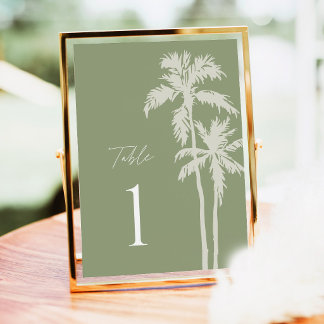 Números de Mesa de Casamento com Palmeira, Tropica