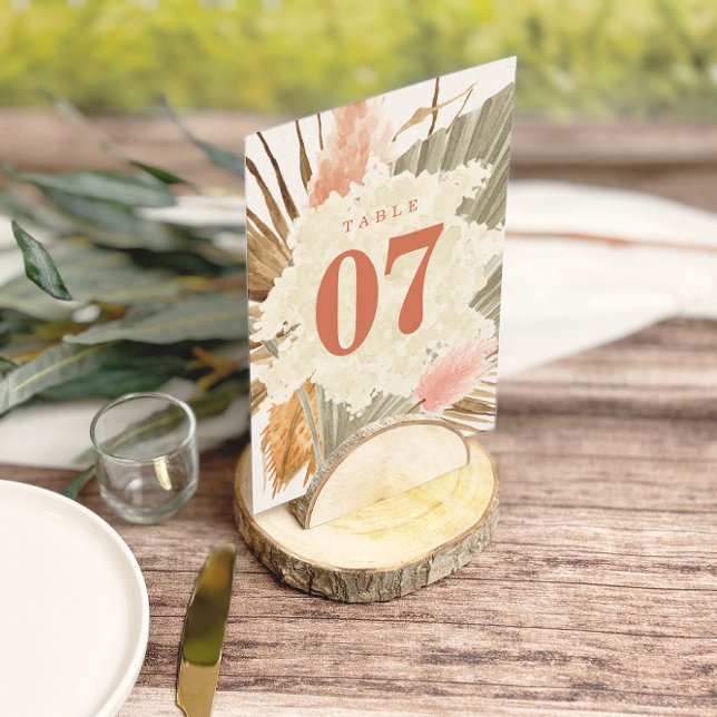 Números De Mesa De Casamento Da Rua Boho Pampas (Criador carregado)