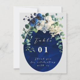 Números de Mesa de Casamento Florais Azul-Navy
