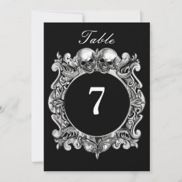Números de Mesa de Casamento Gótico Caveiras Preto