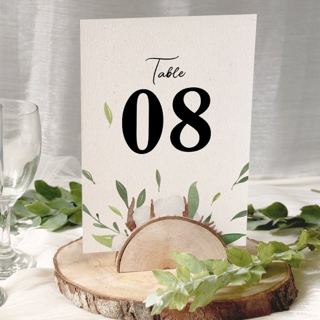 Números de Mesa de Casamento Rustic Cotton Greener (Criador carregado)