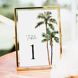 Números de Mesa de Casamento Tropical com Palmeira