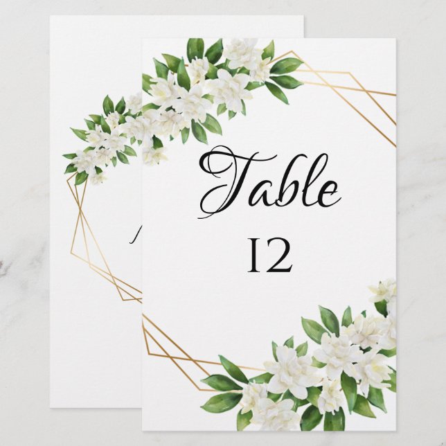 NÚMEROS DE MESA DE GREENERY FLORAL DO JARDIM ELEGA (Frente/Verso)