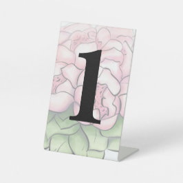 Números de Mesa de Noiva com Peônias Rosa Elegante