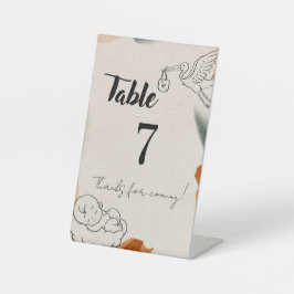 Números de Mesa Editáveis para Chá de Bebê | Estil