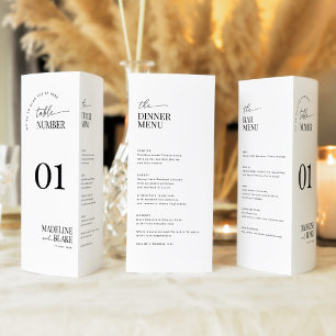 Números de mesa modernos trifold MADDIE com menu