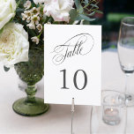 Números de Tabela de Casamento de Caligrafia Elega<br><div class="desc">Um cartão de número de tabela elegante em branco com texto de cinza de carvão escuro com belos scripts de caligrafia que soletra a palavra "mesa". Este design do tamanho de 5 por 7 polegadas é uma escolha maravilhosa para casamentos, banquetes, jantas, almoços e festas. O esquema de cores neutras...</div>