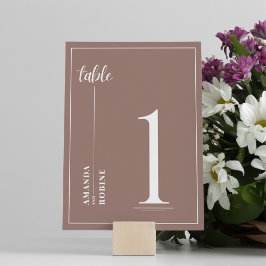 Números de Tabela Elegante Castanho Minimalista Si