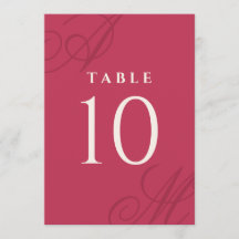 Números de Tabela Simples Elegante Magenta Rosa