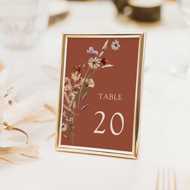 Números de Tabelas de Casamento Terracotta (Terracotta Wildflower Wedding Table Numbers by Painted Paperie
)