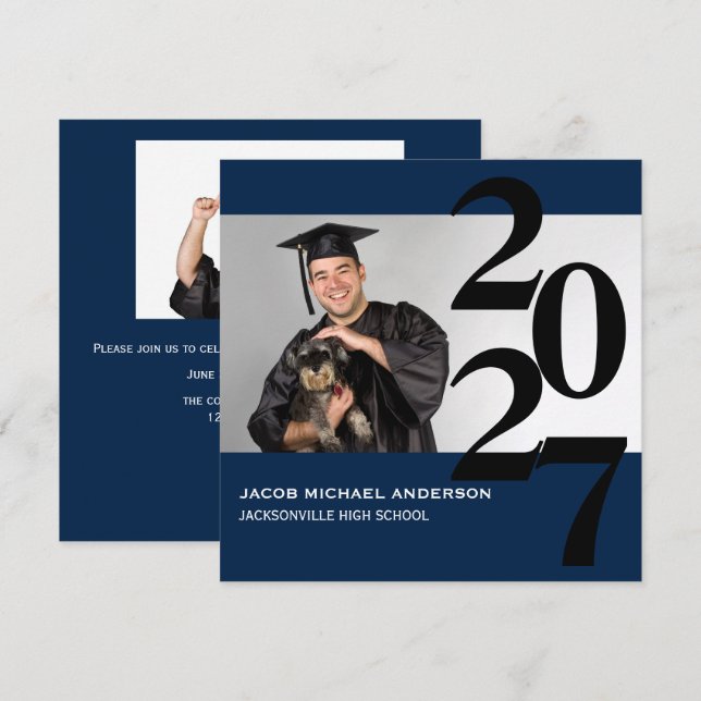 Números grandes fora do centro - Anúncio de gradua (Frente/Verso)