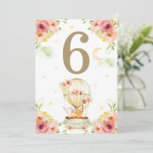 Números Neutros de Mesa de Animais do Balão de Ar 