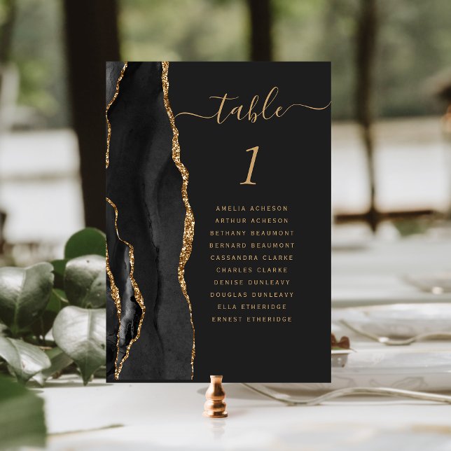 Números Pretos de Tabela de Casamento Dourado 5x7  (Criador carregado)