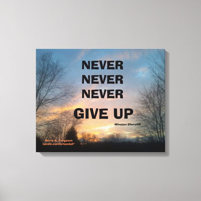 NUNCA DESISTA DA IMPRESSÃO DE CANVAS DE CHURCHILL (Frente)